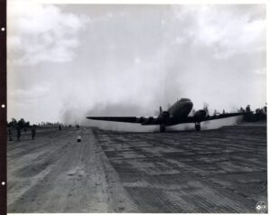 First aircraft landing on a permanent airfield in France