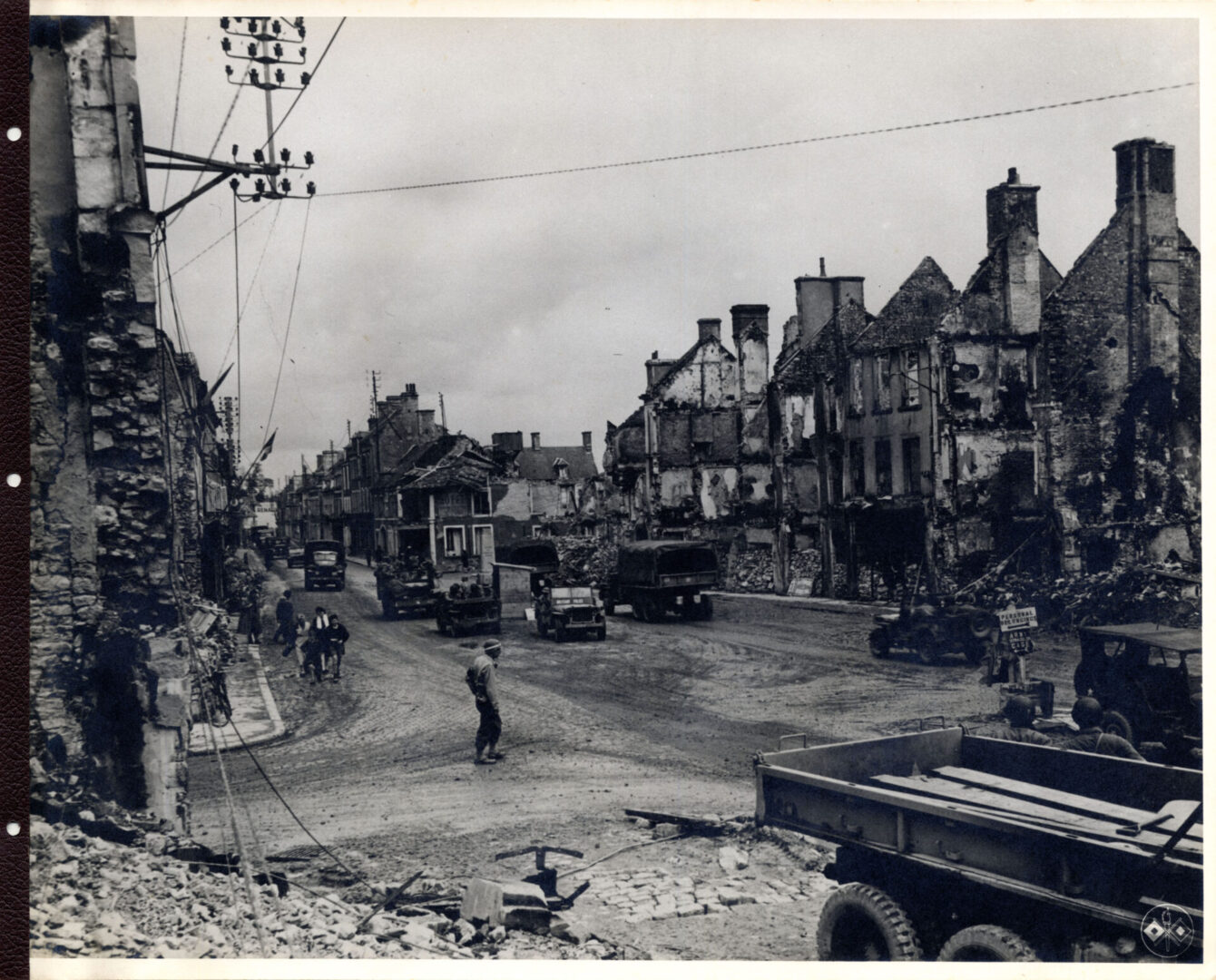 US Convoy passing through the town of Isigny