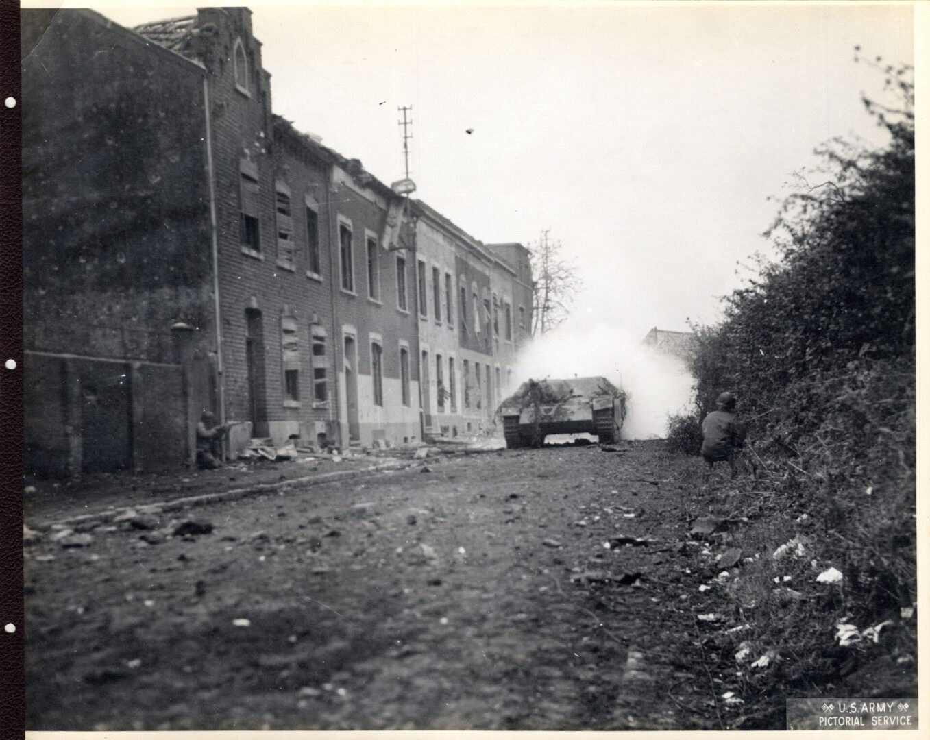 The town of Aachen in Germany destroyed by artillery attack