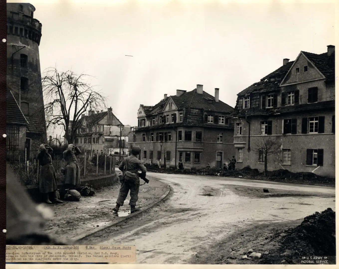 American infantryman patrolling the streets of Anderach