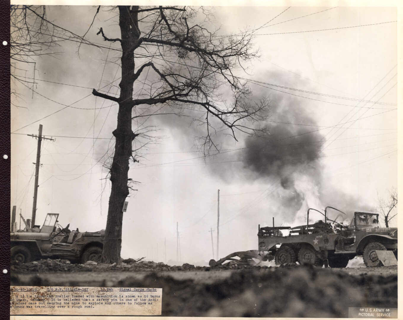 A trailer after being destroyed by an explosion