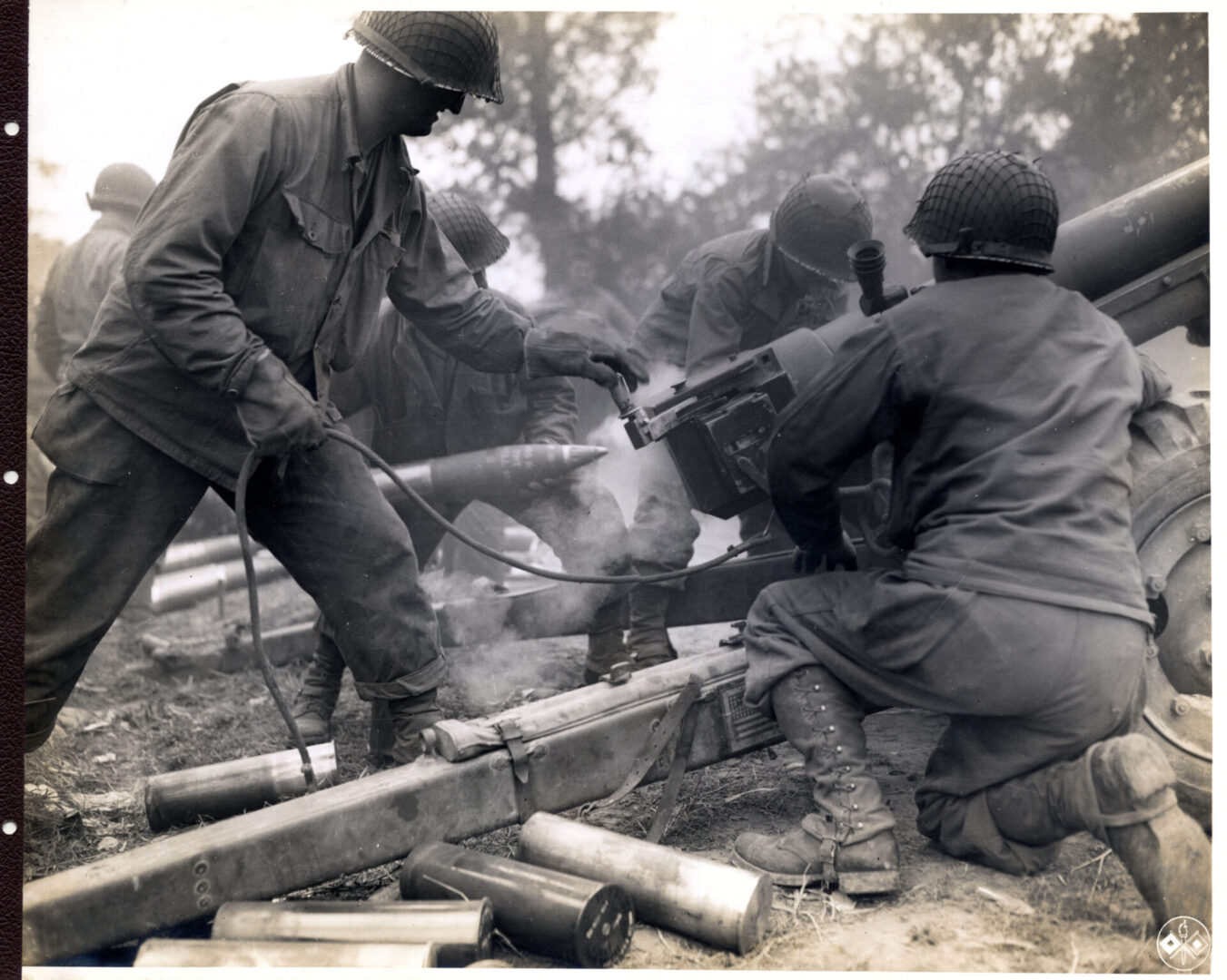 American troops shelling the retreating German forces
