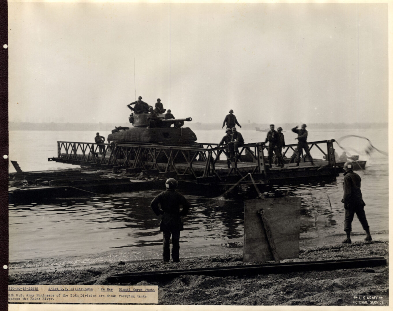 Assault boats used to ferry tanks across the Rhine