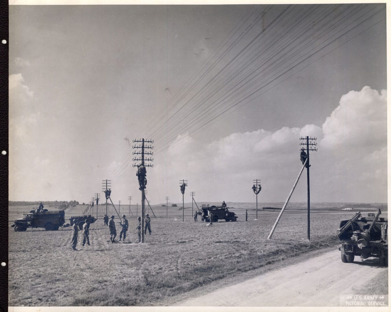 U.S. Signal Corps team repairing the telephone lines